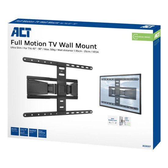 ACT Support mural TV Full Motion, 43« à 90 », ultra mince, VESA