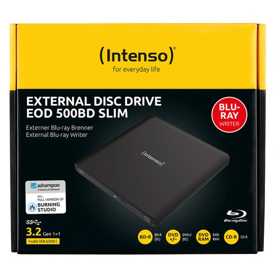 Intenso EOD 500BD Slim lecteur de disques optiques Blu-Ray ROM Noir
