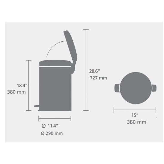 Brabantia NewIcon 20 L Rond Acier Gris