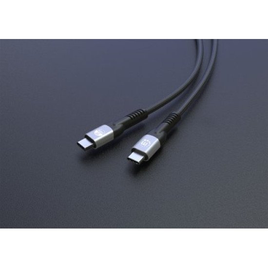 Manhattan Câble USB-C vers USB-C haute vitesse (240 W), 1 m, charge ordinateur portable + données et vidéo rapides, compatible tous PC portables (un chargeur mural USB-C de 240 W supplémentaire est nécessaire), transferts jusqu'à 40 Gbit/s, noir, garantie