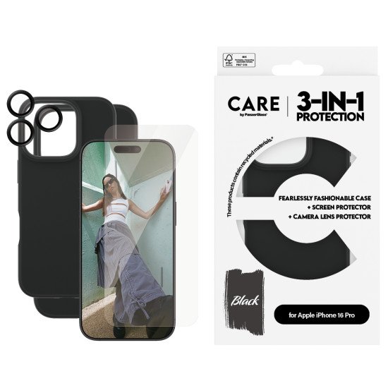 PanzerGlass CARE by ® Fashion 3-in-1 Bundle iPhone 16 Pro coque de protection pour téléphones portables Housse Transparent PanzerGlass CARE by ® Fashion 3-in-1 Bundle iPhone 16 Pro coque de protection pour téléphones portables Housse Transparent