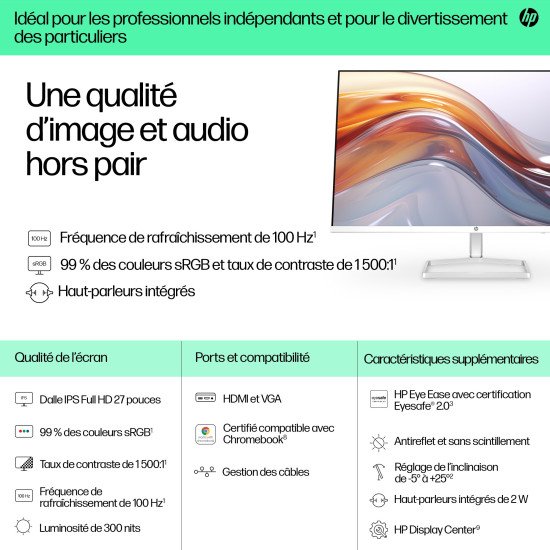 HP Series 5 27 inch FHD Monitor with Speakers - 527sa