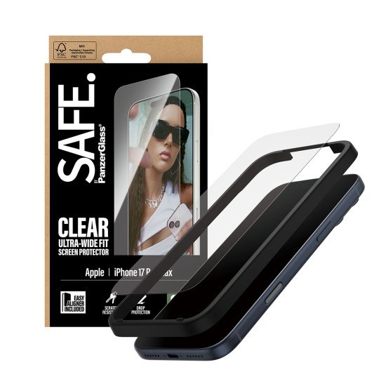 PanzerGlass SAFE. by ® Screen Protector iPhone 17 Pro Max | Ultra-Wide Fit w. EasyAligner Protection d'écran transparent Apple 1 pièce(s)