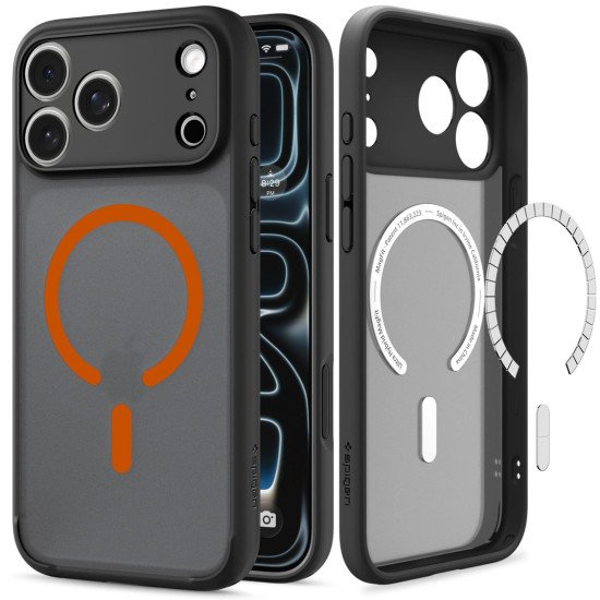 Spigen iPhone 2026 Pro/ 17 Pro Ultra Hybrid MagFit Frost Black Orange coque de protection pour téléphones portables 16 cm (6.3") Housse Noir, Orange