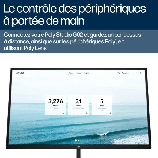 POLY Système de visioconférence Studio G62 avec kit de plaque de montage sans cordon d'alimentation TAA