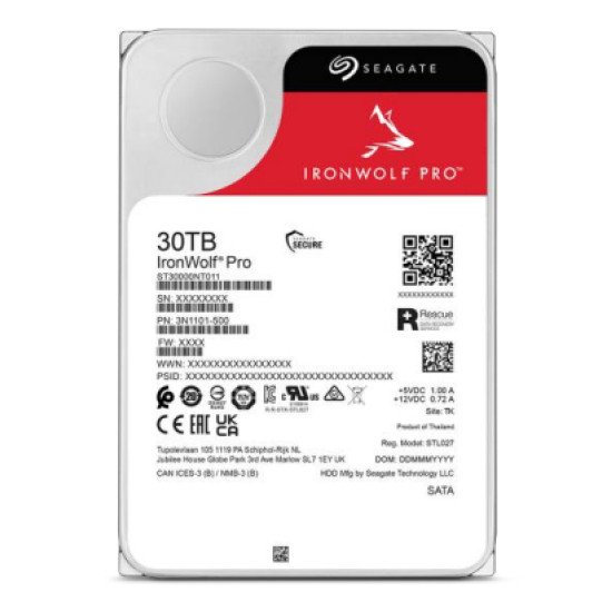 Seagate IronWolf Pro ST30000NT011 disque dur 30 To 7200 tr/min 512 Mo 3.5" Série ATA III