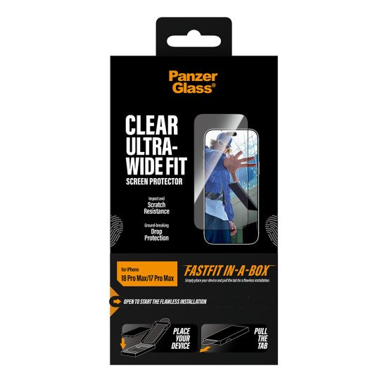PanzerGlass ® Screen Protector iPhone 2026 Pro Max | 17 Pro Max | Ultra-Wide Fit w. FASTFIT IN-A-BOX Protection d'écran transparent 1 pièce(s)