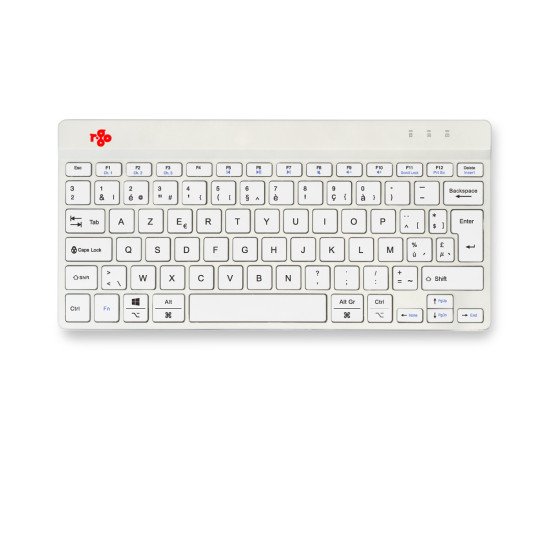 R-Go Tools Clavier ergonomique R-Go Compact Break, clavier compact avec logiciel de pause, AZERTY (BE), Bluetooth, blanc