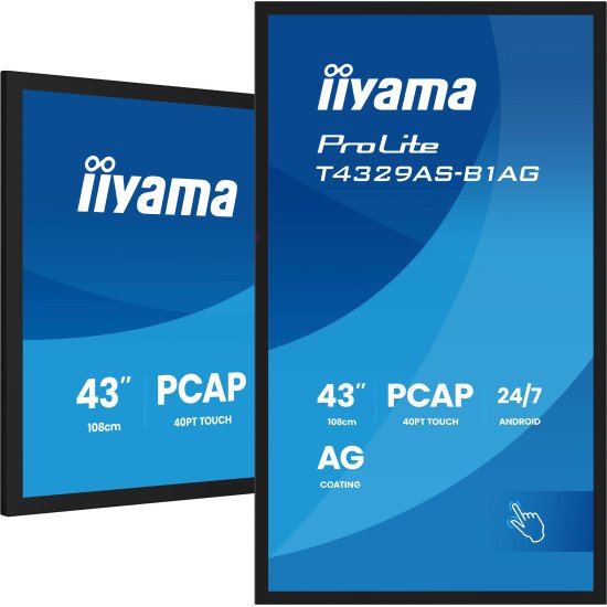 iiyama T4329AS-B1AG Écran d'affichage dynamique Écran plat interactif 108 cm (42.5") LED Wifi 500 cd/m² 4K Ultra HD Noir Écran tactile Intégré dans le processeur Android 24/7 iiyama T4329AS-B1AG Écran d'affichage dynamique Écran plat interactif 108 cm (42.5") LED Wifi 500 cd/m² 4K Ultra HD Noir Écran tactile Intégré dans le processeur Android 24/7