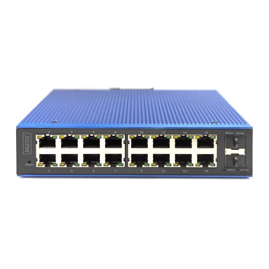 Digitus Commutateur industriel PoE Gigabit Ethernet 16+2 ports L2 Managed