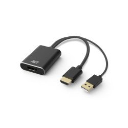 ACT AC7536 câble vidéo et adaptateur 0,24 m HDMI + USB DisplayPort Noir ACT AC7536 câble vidéo et adaptateur 0,24 m HDMI + USB DisplayPort Noir