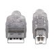 Manhattan Câble USB-A vers USB-B, 1,8 m, mâle à mâle, 480 Mbit/s (USB 2.0), argent translucide, garantie à vie, équivalent à USB2HAB6T