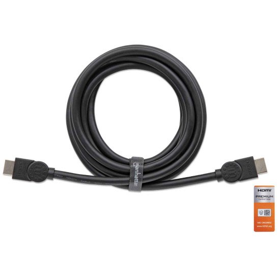 Manhattan Câble HDMI 4K@60 Hz avec Ethernet, 1,8 m, certifié, adapté à TOUT les usages 4K et 1080p/HD - lors de la mise à niveau ou préparez-la pour le moment où vous en aurez besoin, mâle à mâle, noir, Ultra HD 4K x 2K, garantie à vie, équivalent à HDMM2