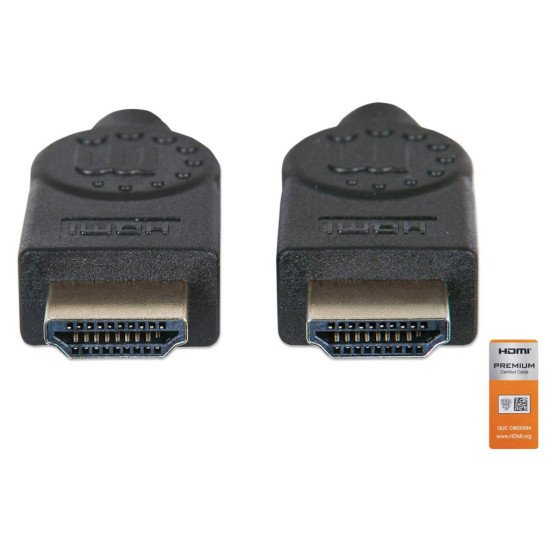Manhattan Câble HDMI 4K@60 Hz avec Ethernet, 5 m, certifié, adapté à TOUT les usages 4K et 1080p/HD - lors de la mise à niveau ou préparez-la pour le moment où vous en aurez besoin, mâle à mâle, noir, Ultra HD 4K x 2K, garantie à vie, équivalent à HDMM5MP