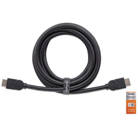 Manhattan Câble HDMI 4K@60 Hz avec Ethernet, 5 m, certifié, adapté à TOUT les usages 4K et 1080p/HD - lors de la mise à niveau ou préparez-la pour le moment où vous en aurez besoin, mâle à mâle, noir, Ultra HD 4K x 2K, garantie à vie, équivalent à HDMM5MP