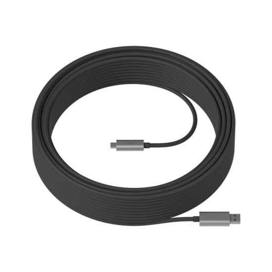 Logitech Strong câble USB 25 m 3.2 Gen 2 (3.1 Gen 2) USB A USB C Noir