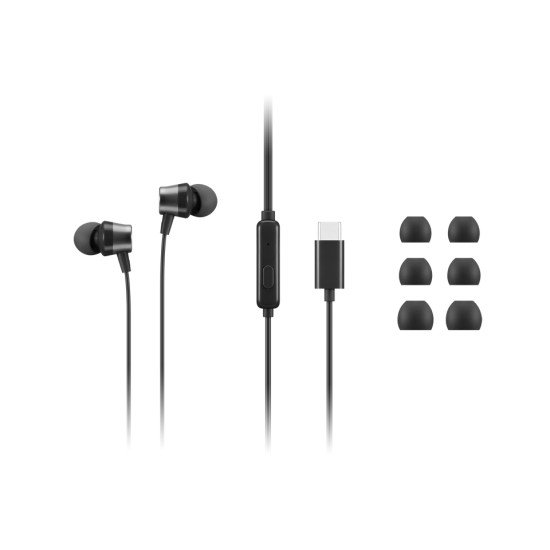 Lenovo 4XD1J77351 écouteur/casque Avec fil Ecouteurs Bureau/Centre d'appels USB Type-C Noir