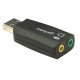 Manhattan Adaptateur audio USB-A, USB-A vers jack 3,5 mm micro + sortie audio, 480 Mbit/s (USB 2.0), son 3D et surround virtuel 5.1, noir, garantie 3 ans