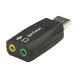 Manhattan Adaptateur audio USB-A, USB-A vers jack 3,5 mm micro + sortie audio, 480 Mbit/s (USB 2.0), son 3D et surround virtuel 5.1, noir, garantie 3 ans