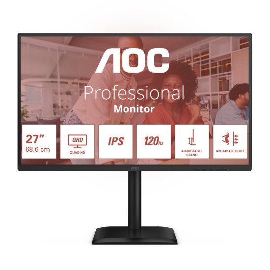 AOC E4 Q27E4U écran PC 68,6 cm (27") 2560 x 1440 pixels Quad HD LED Noir AOC E4 Q27E4U écran PC 68,6 cm (27") 2560 x 1440 pixels Quad HD LED Noir