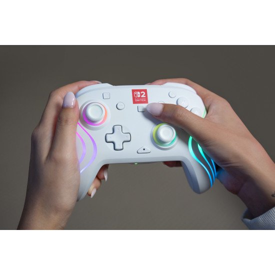 Turtle Beach Afterglow Wave Blanc Manette de gaming RGB sans fil Sous licence officielle pour Nintendo Switch 2