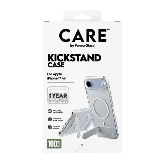 PanzerGlass CARE by ® Feature Case Transparent w. Kickstand & MagSafe iPhone 17 Air coque de protection pour téléphones portables Housse PanzerGlass CARE by ® Feature Case Transparent w. Kickstand & MagSafe iPhone 17 Air coque de protection pour téléphones portables Housse