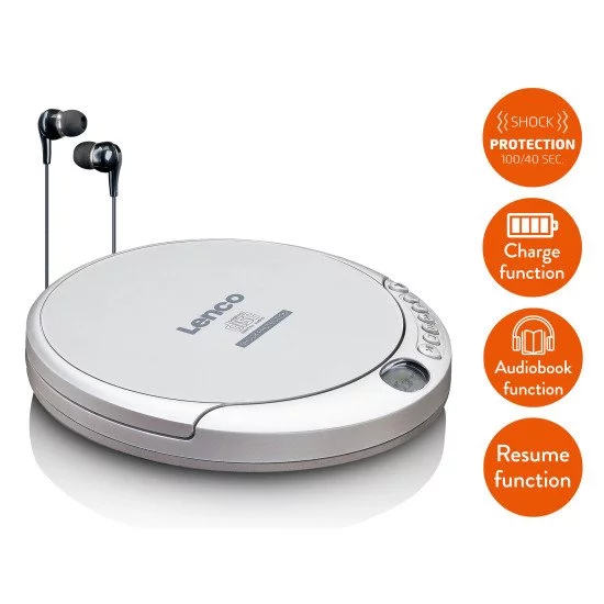 Lenco CD-201 Lecteur de CD Lecteur CD portable Argent Lenco CD-201 Lecteur de CD Lecteur CD portable Argent