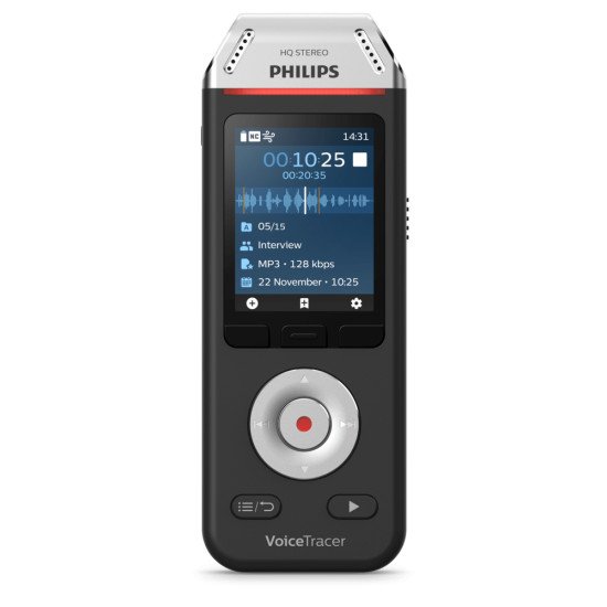 Philips Voice Tracer DVT2110/00 dictaphone Carte flash Noir, Chrome