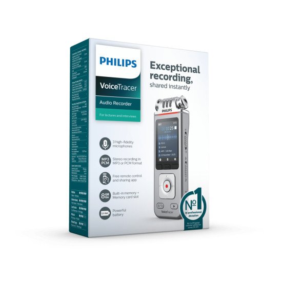 Philips Voice Tracer DVT4110/00 dictaphone Carte flash Chrome, Argent