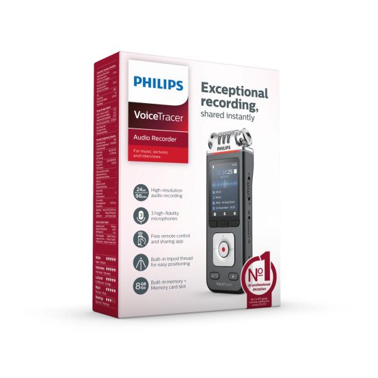Philips Voice Tracer DVT6110/00 dictaphone Carte flash Anthracite, Chrome