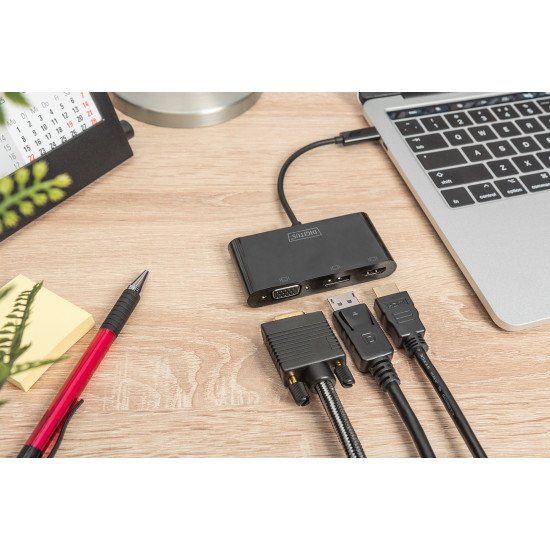 Digitus Adaptateur multi-ports USB Type-C™ à 3 ports (HDMI, DP, VGA) Digitus Adaptateur multi-ports USB Type-C™ à 3 ports (HDMI, DP, VGA)