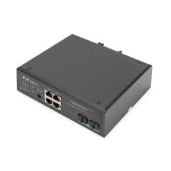 Digitus Commutateur PoE réseau Gigabit Ethernet 4 ports, industriel, non administrable, 2 SFP en liaison montante