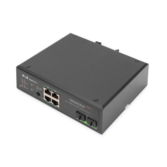 Digitus Commutateur PoE réseau Gigabit Ethernet 4 ports, industriel, non administrable, 2 SFP en liaison montante Digitus Commutateur PoE réseau Gigabit Ethernet 4 ports, industriel, non administrable, 2 SFP en liaison montante