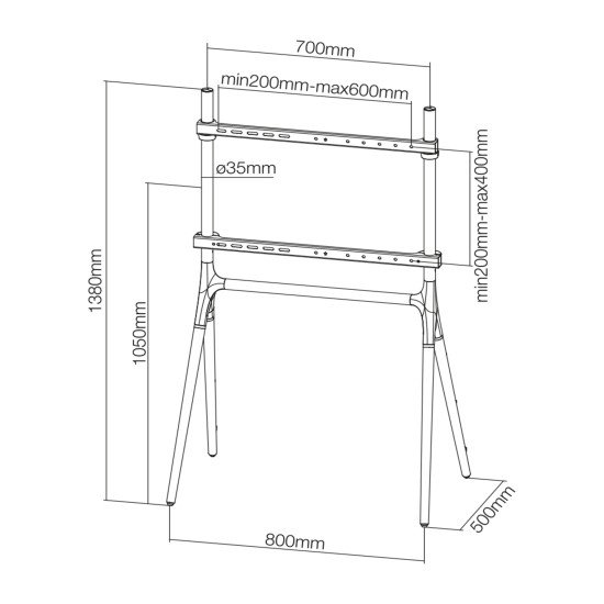 Newstar NM-M1000WHITE Meuble pour écrans plat 37"-70" Newstar NM-M1000WHITE Meuble pour écrans plat 37"-70"