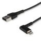 StarTech.com Câble USB-A vers Lightning Noir Robuste 1m Coudé à 90° - Câble de Charge/Synchronisation USB Type A vers Lightning en Fibre Aramide Robuste et Résistante - Certifié Apple MFi - iPhone