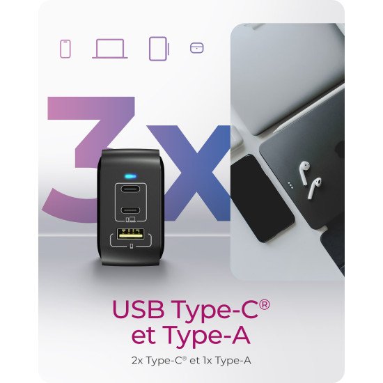 ICY BOX IB-PS1030-PD Universel Noir Secteur Charge rapide Intérieure