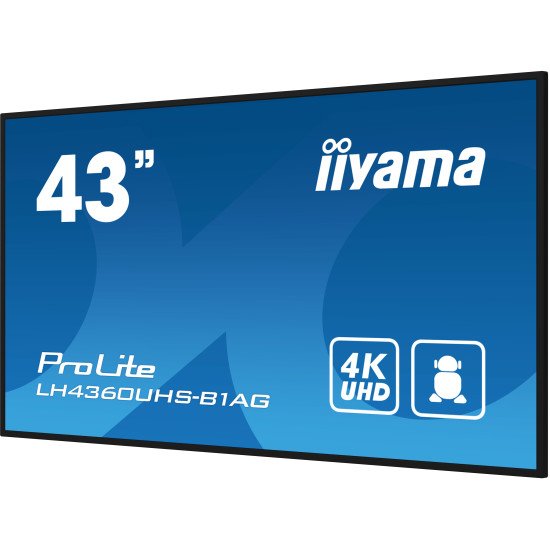 iiyama PROLITE Carte A numérique 108 cm (42.5") LED Wifi 500 cd/m² 4K Ultra HD Noir Intégré dans le processeur Android 11 24/7