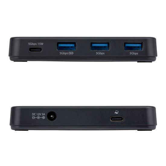 StarTech.com Hub USB-C et USB-A à 4 Ports, 5 Gbps, Auto-Alimenté, Câble Hôte USB-C et USB-A 2 en 1, 1 Port USB-C et 3 Ports USB-A (1x BC 1.2), Adaptateur Secteur 36W Inclus