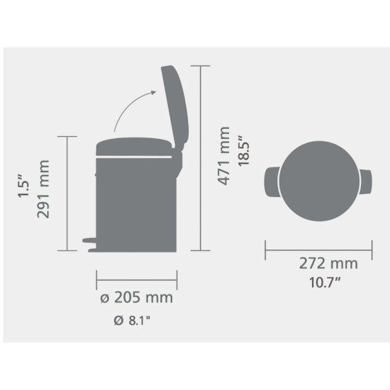 Brabantia NewIcon 5 L Rond Acier Marron
