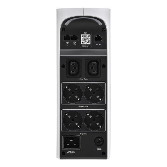 APC Back-UPS Pro for Gaming, 2200VA/1320W, Tower, 230V, 4x Schuko and 2x IEC C13 outlets, RGB Lights, Pure Sine Wave, Arctic (White)