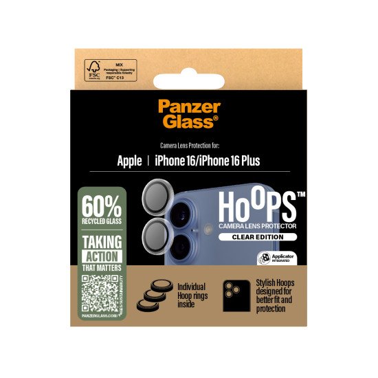 PanzerGlass ® Hoops® Transparent Camera Lens Protector iPhone 16 | 16 Plus Protection d'écran transparent Apple 1 pièce(s) PanzerGlass ® Hoops® Transparent Camera Lens Protector iPhone 16 | 16 Plus Protection d'écran transparent Apple 1 pièce(s)
