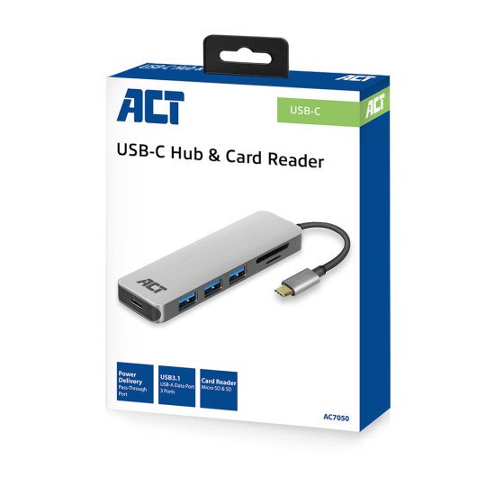 ACT AC7050 hub & concentrateur USB 3.2 Gen 1 (3.1 Gen 1) Type-C 5000 Mbit/s Gris