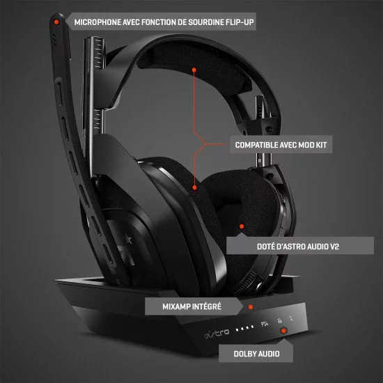 ASTRO Gaming A50 + Base Station Casque Sans fil Arceau Jouer Noir, Argent ASTRO Gaming A50 + Base Station Casque Sans fil Arceau Jouer Noir, Argent