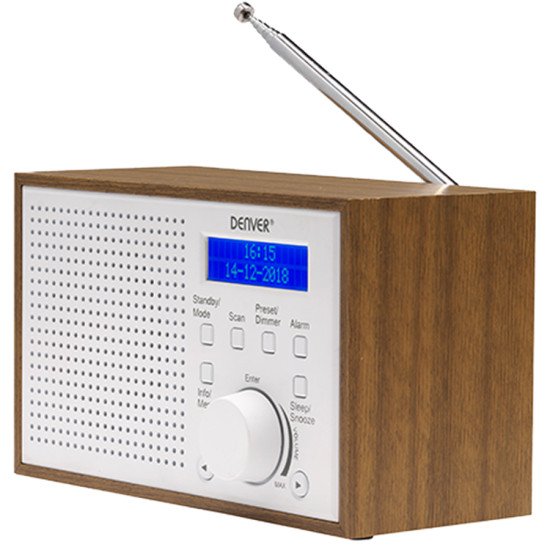 Denver DAB-46WHITE Radio portable Internet Analogique et numérique Marron, Blanc