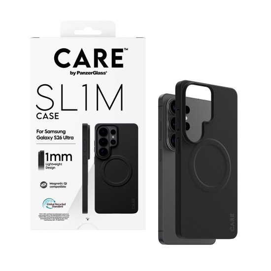 PanzerGlass CARE™ by ® SL1M Case Black w. Qi Samsung Galaxy S26 Ultra coque de protection pour téléphones portables 17,5 cm (6.9") Housse Noir