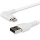 StarTech.com Câble USB-A vers Lightning Blanc Robuste 1m Coudé à 90° - Câble de Charge/Synchronisation USB Type A vers Lightning en Fibre Aramide Robuste et Résistante - Certifié Apple MFi - iPhone