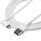 StarTech.com Câble USB-A vers Lightning Blanc Robuste 2m Coudé à 90° - Câble de Charge/Synchronisation USB Type A vers Lightning en Fibre Aramide Robuste et Résistante - Certifié Apple MFi - iPhone