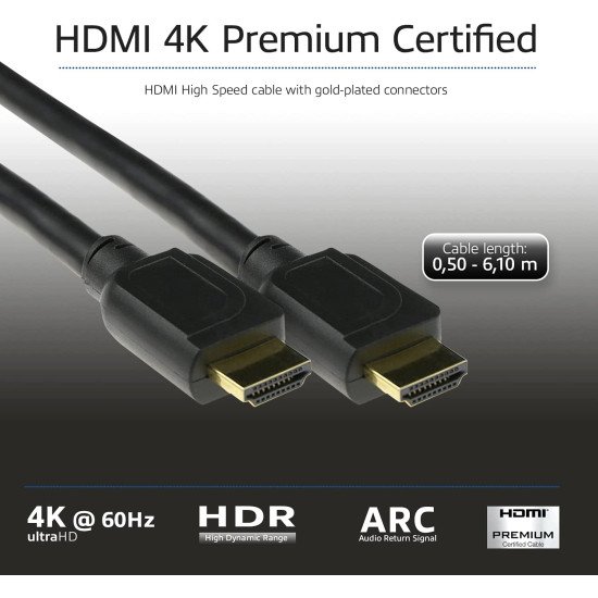 ACT AK3941 câble HDMI 0,5 m HDMI Type A (Standard) Noir