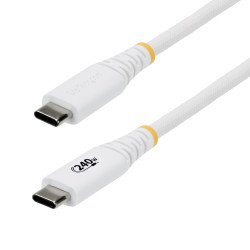 StarTech.com Câble de Recharge USB-C de 1m, Résistant et Ultra-Souple, PD EPR 240W (5A), Câble de Recharge USB 2.0 pour PC Portable, Certifié USB-IF, Câble de Recharge USB-C Robuste - Blanc