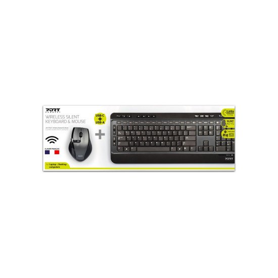 Port Designs 900901-US clavier Souris incluse Bureau RF sans fil QWERTY Anglais américain Noir